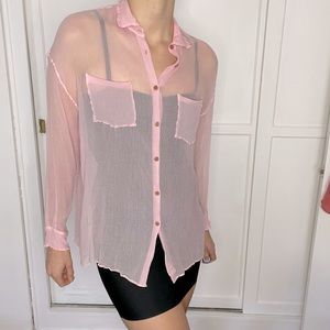 Clueless inspired blouse oversized sheer pastel pink